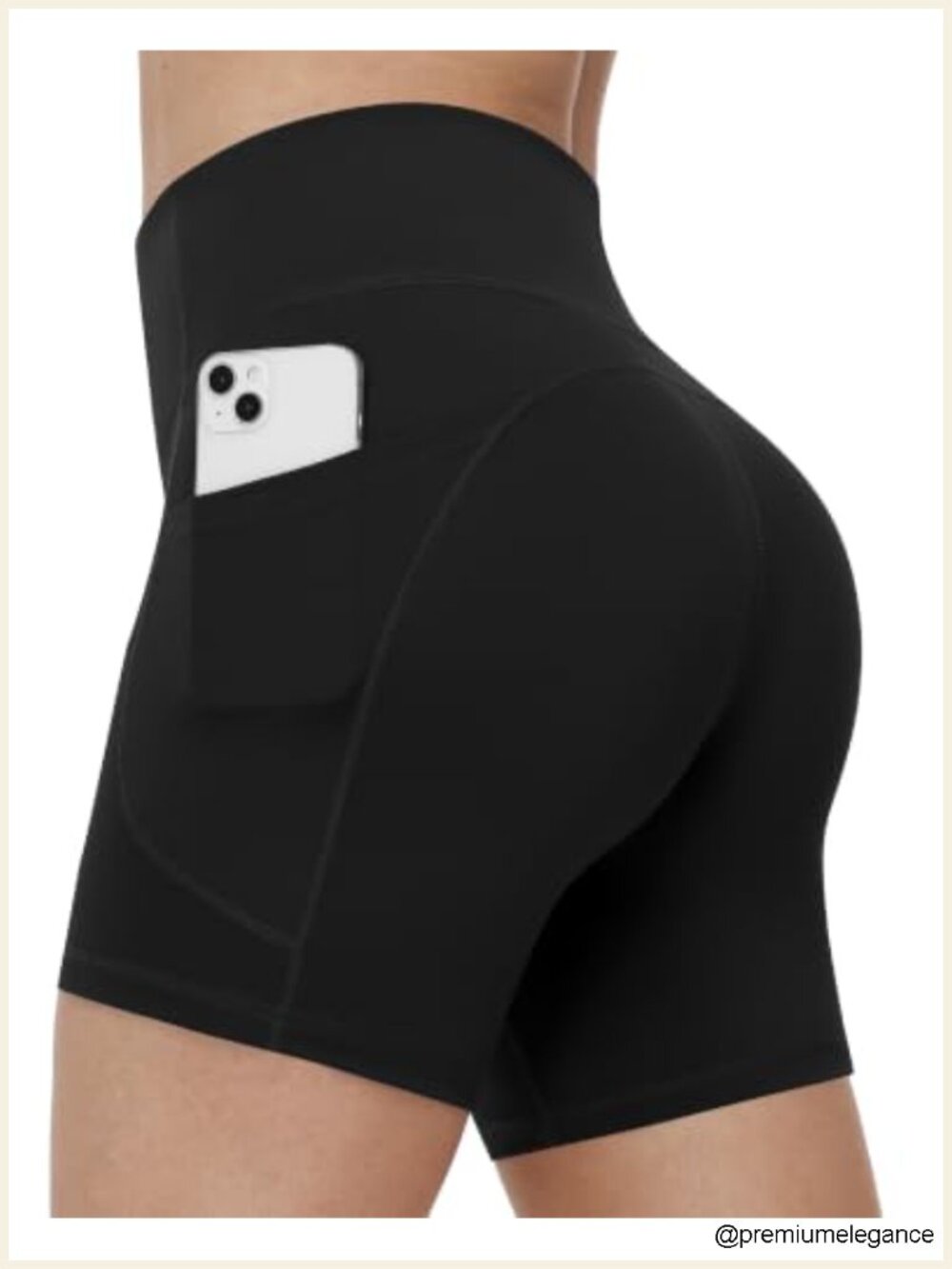 High Waist Biker Shorts with Pockets, No Front Seam